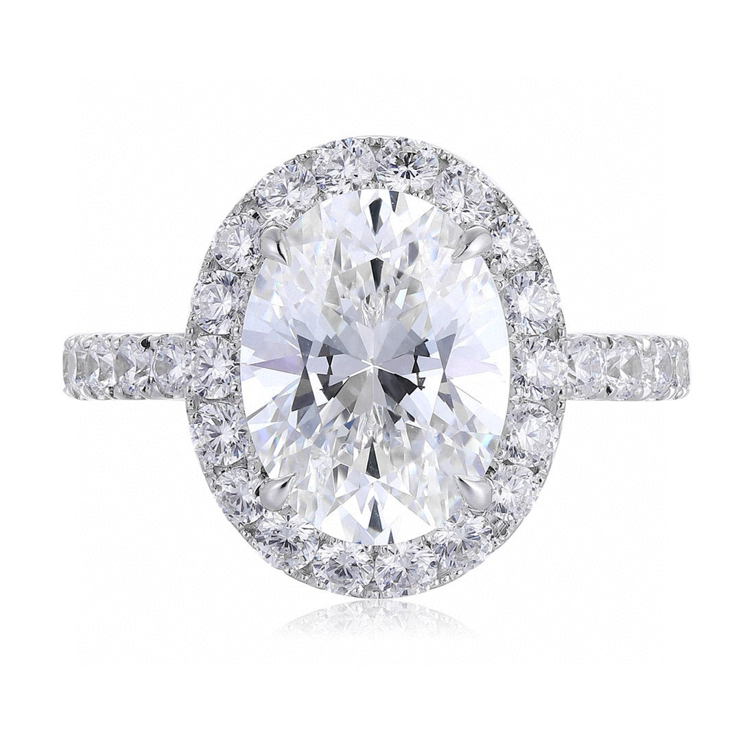Pirmiana Elegant and Luxury 4.18ct Simulated Diamond Rings 18K Gold Jewelry Engagement Gift Women