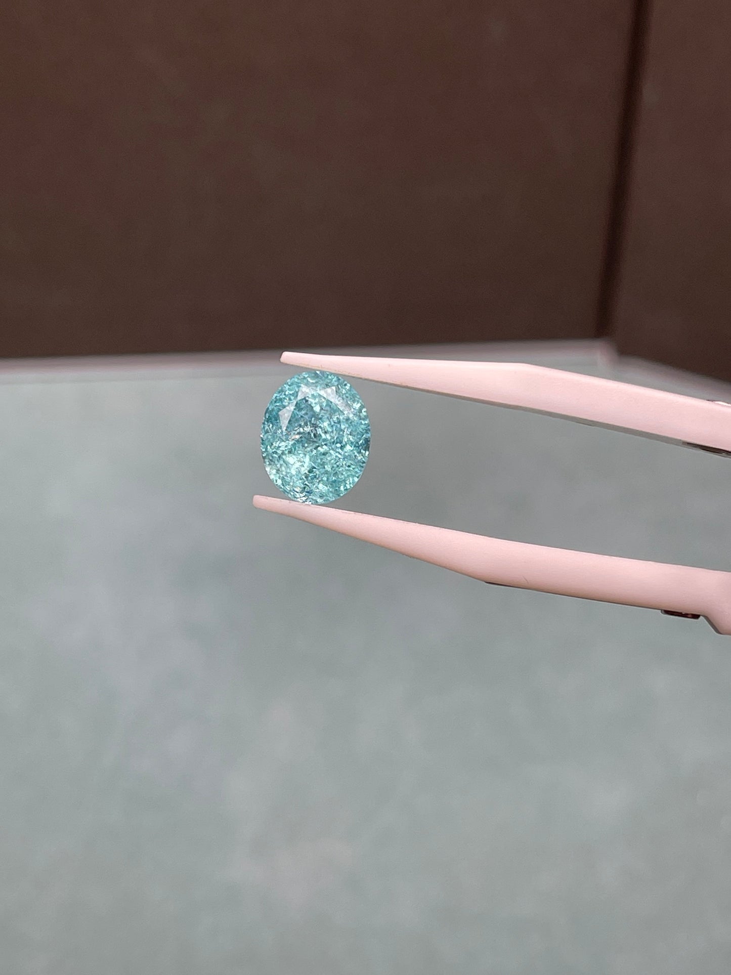 Pirmiana 5.985ct/11.5ct Oval Lab Grown Ice Crack Paraiba Loose Gemstones for Jewelry Making