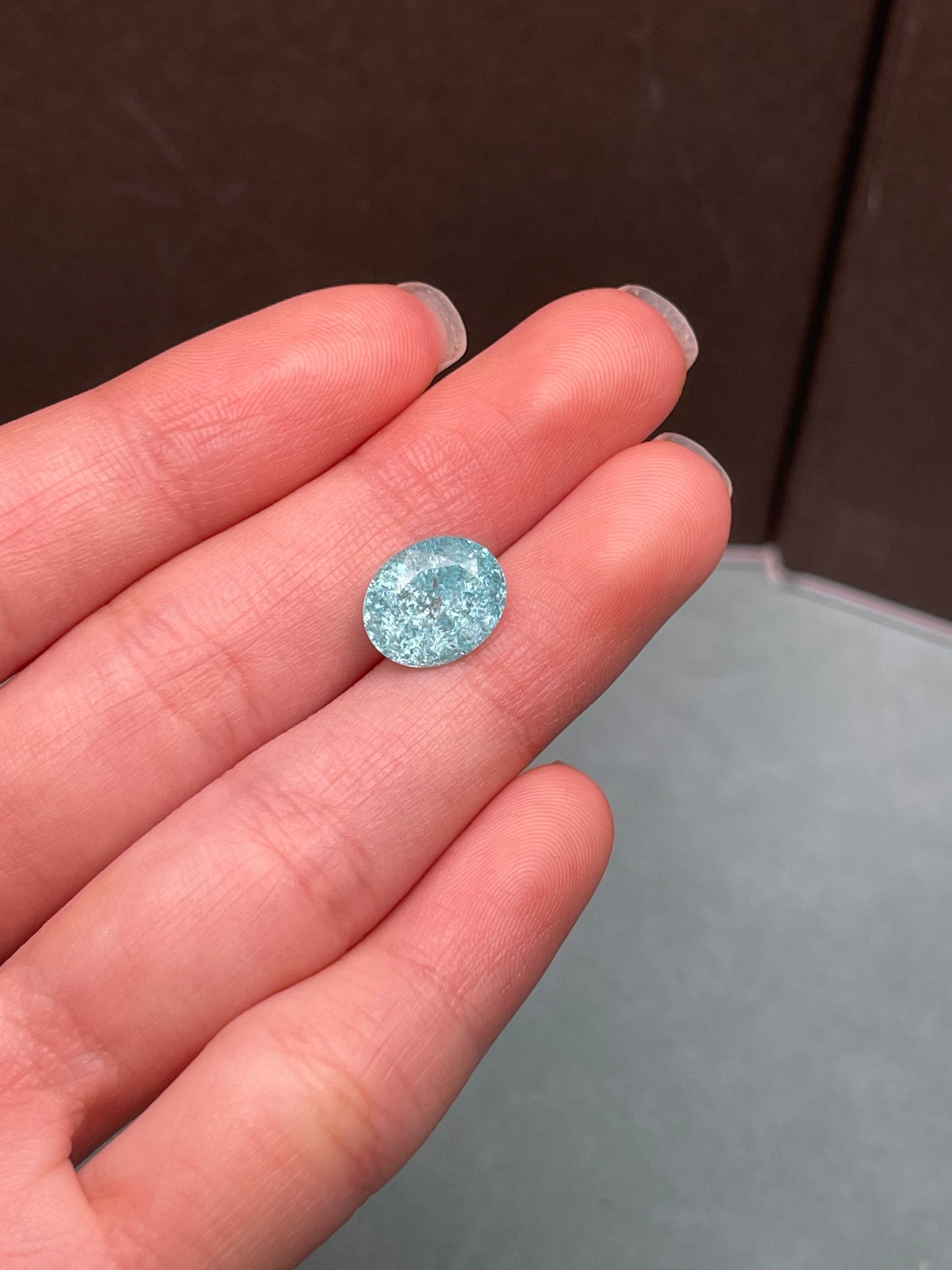 Pirmiana 5.985ct/11.5ct Oval Lab Grown Ice Crack Paraiba Loose Gemstones for Jewelry Making