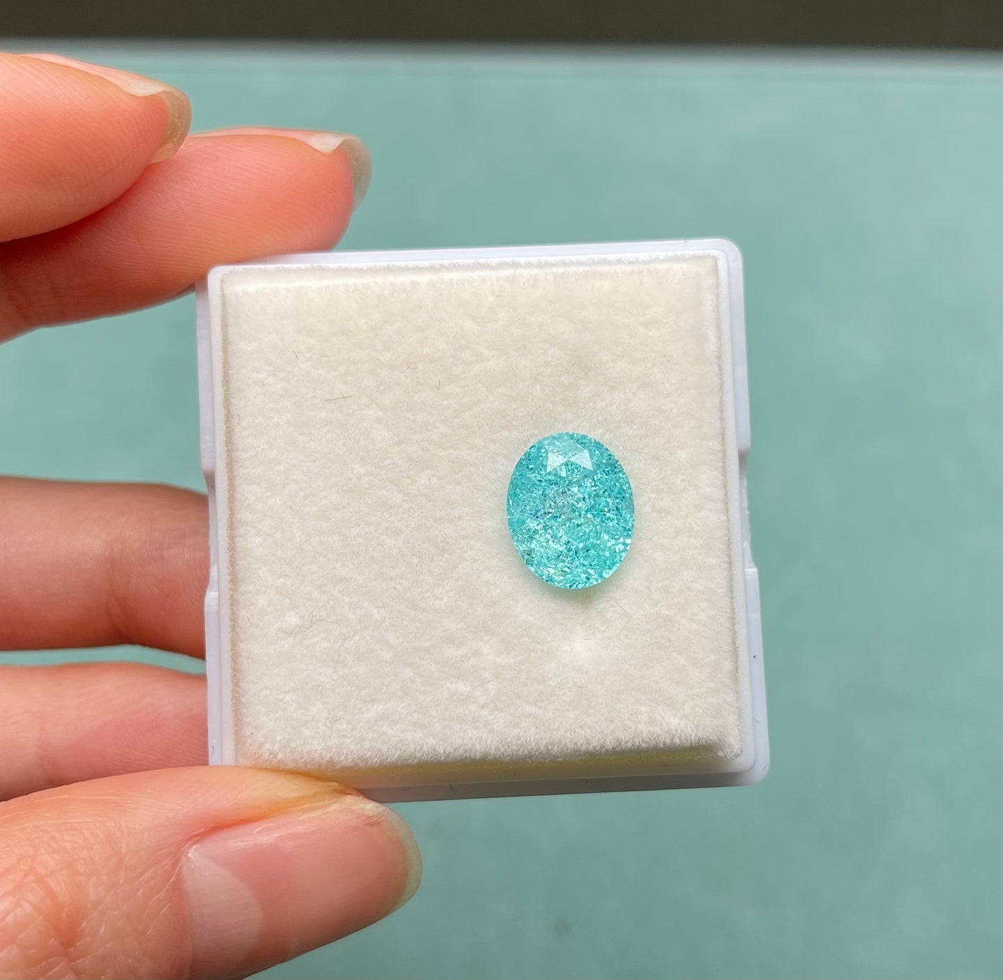 Pirmiana 5.985ct/11.5ct Oval Lab Grown Ice Crack Paraiba Loose Gemstones for Jewelry Making