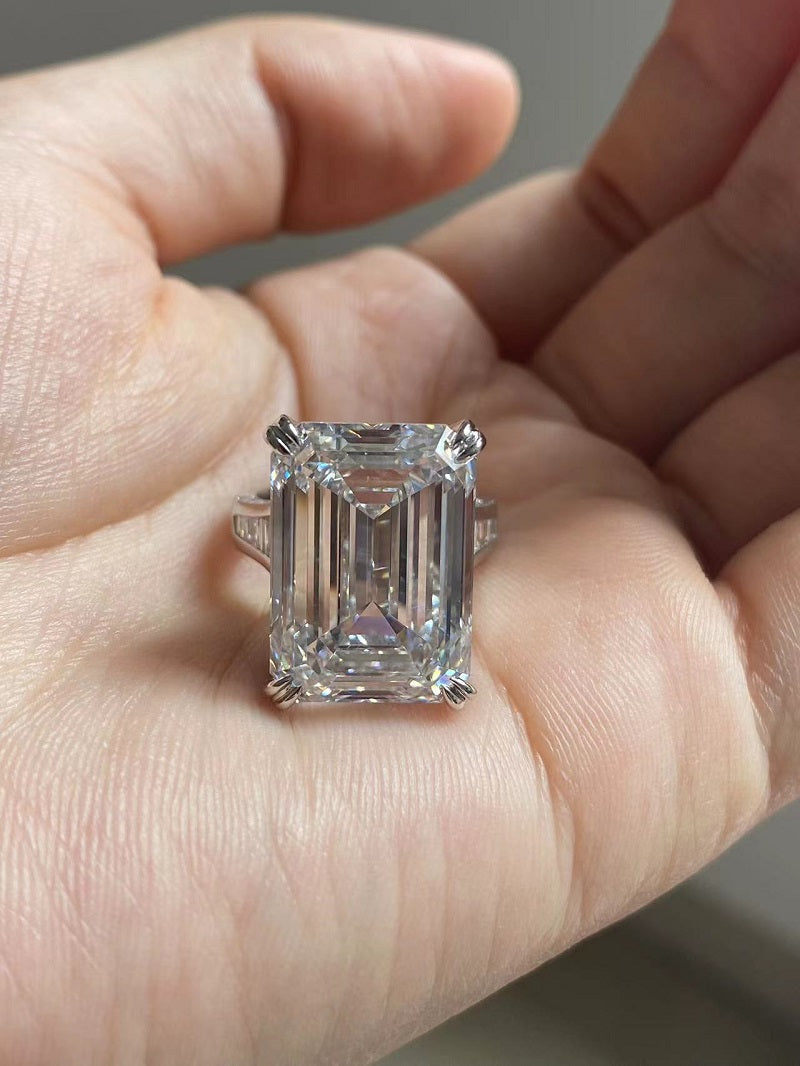 Ruif Custom Make 18k Gold Luxury 20ct F VS1 Emerald Cut Lab Grown Diamons Rings for Women Wedding Rings