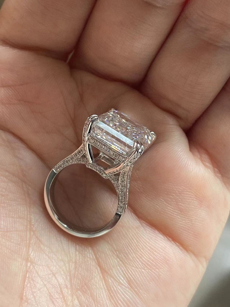 Ruif Custom Make 18k Gold Luxury 20ct F VS1 Emerald Cut Lab Grown Diamons Rings for Women Wedding Rings