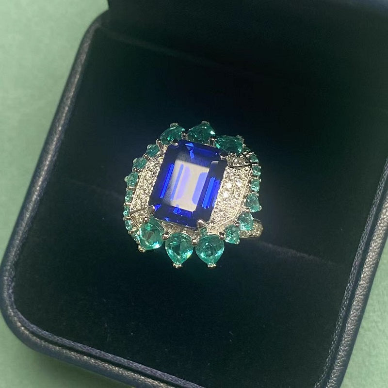Ruif Customized 9k Gold about 7ct Lab Grown Sapphire Rings for Women Engagement Cocktail Jewelry