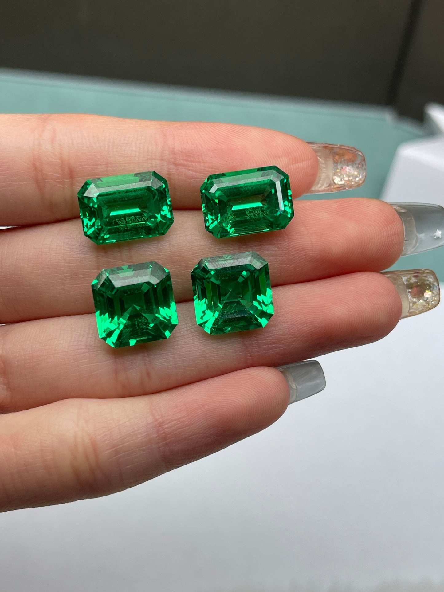 Pirmiana Emerald/Asscher shape Lab Grown Tsavorite Loose Gemstones for Jewelry Making