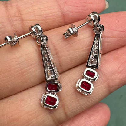 Pirmiana Jewelry Custom Design PT950 Earrings for Women 1.5ct Lab Grown Ruby And DEF VS VVS Lab Grown Diamond Jewelry