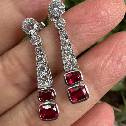 Pirmiana Jewelry Custom Design PT950 Earrings for Women 1.5ct Lab Grown Ruby And DEF VS VVS Lab Grown Diamond Jewelry