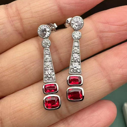 Pirmiana Jewelry Custom Design PT950 Earrings for Women 1.5ct Lab Grown Ruby And DEF VS VVS Lab Grown Diamond Jewelry