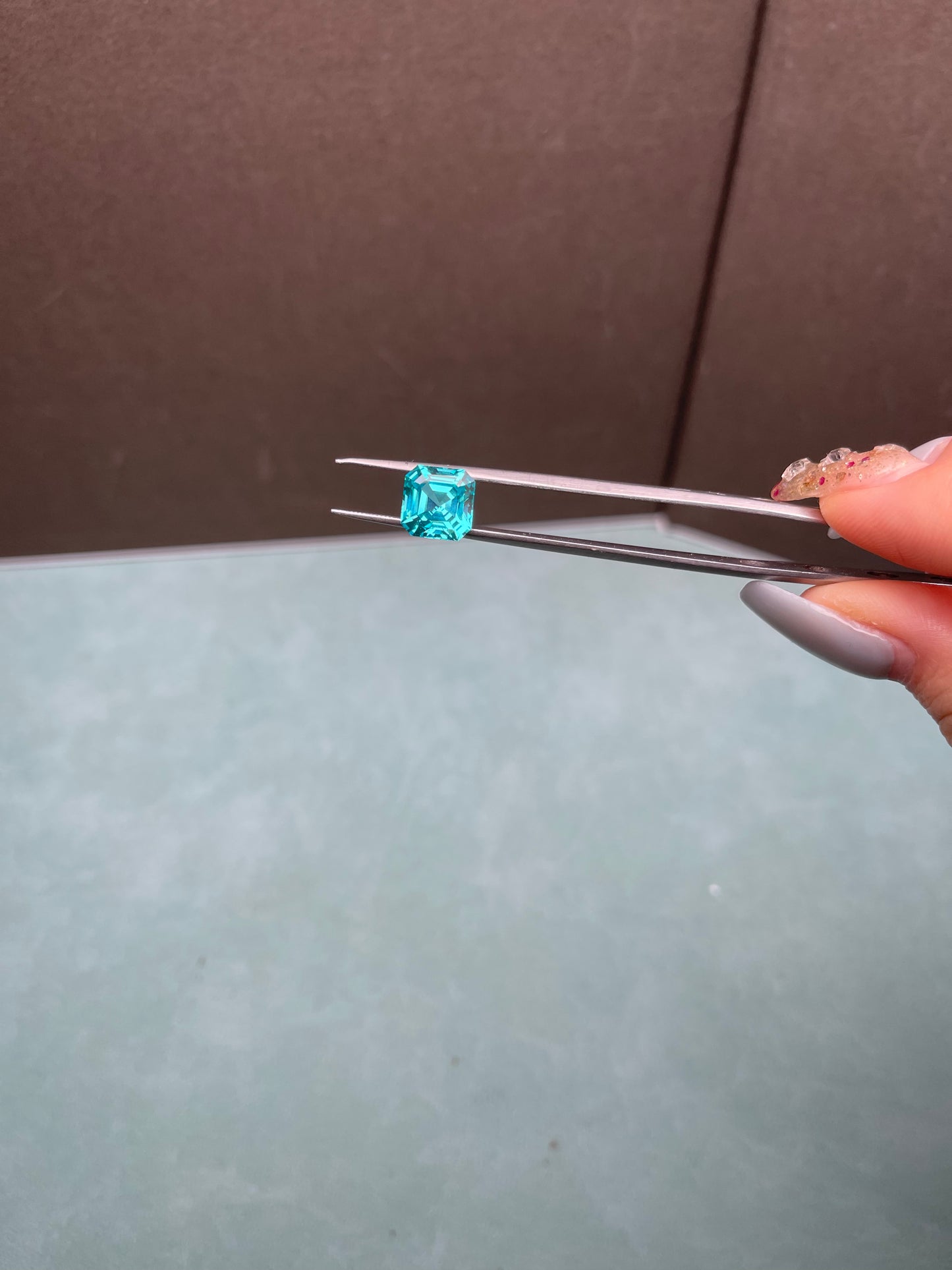 Pirmiana Asscher shape Lab Grown Paraiba Loose Gemstones for Jewelry Making
