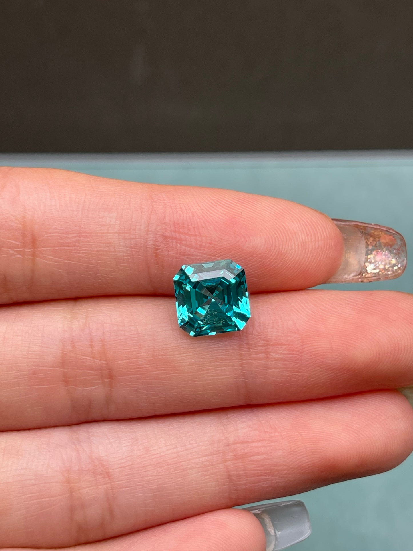 Pirmiana Asscher shape Lab Grown Paraiba Loose Gemstones for Jewelry Making