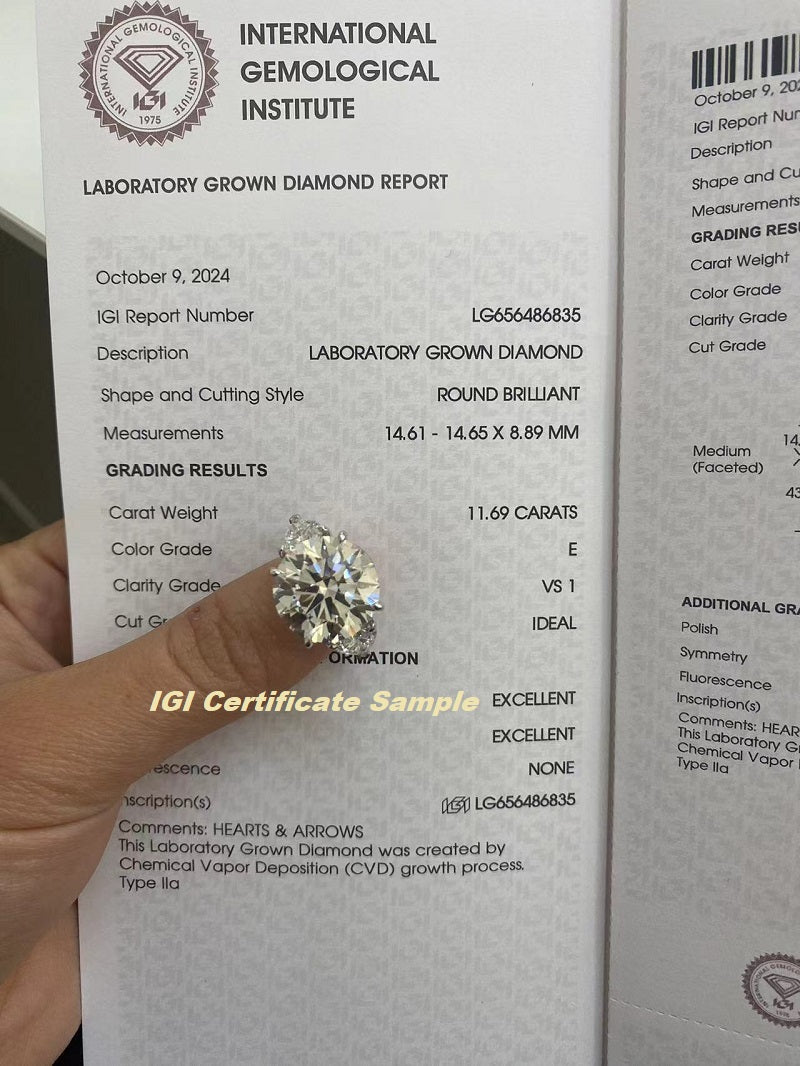 Ruif Customized 18k White Gold 11ct Round Cut Lab Grown Diamond for Women Wedding Jewelry