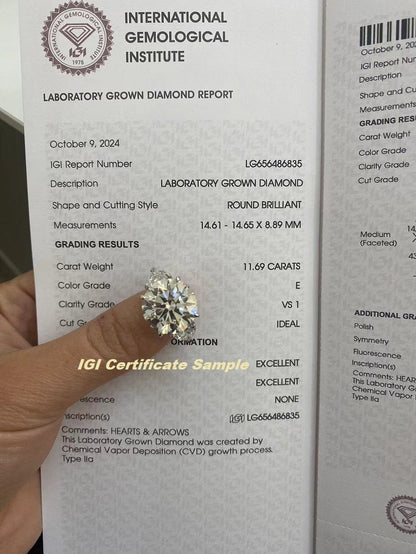 Ruif Customized 18k White Gold 11ct Round Cut Lab Grown Diamond for Women Wedding Jewelry