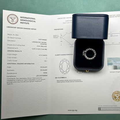 Pirmiana Jewelry Custom Design 14k White Gold Ring for Women 4.1ct Lab Grown Diamond Jewelry