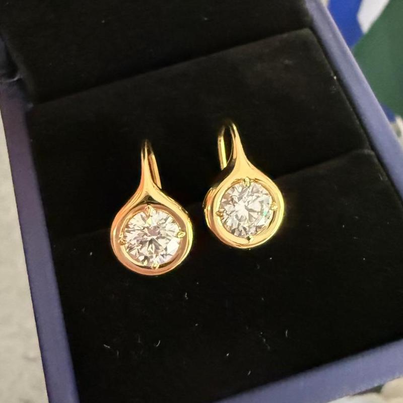 Pirmiana Jewelry Customized Design 18K Yellow Gold Earrings for Women 3ct CVD Lab Grown Diamond Jewelry
