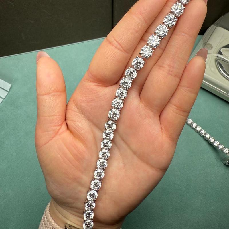 Ruif Jewelry Classic Design 18k White Gold 1ct Each Round Shape Lab Grown Diamond Tennis Bracelet Gemstone Jewelry