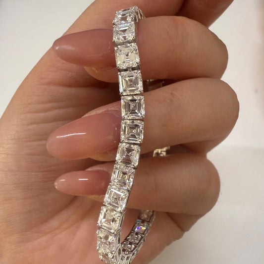 Pirmiana Jewelry Customized Asscher Cut 14K White Gold 0.5ct DEF Each Lab Grown Diamond Eternity Bracelet Engagement for Women Fine Jewelry