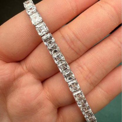 Pirmiana Jewelry Customized Asscher Cut 14K White Gold 0.5ct DEF Each Lab Grown Diamond Eternity Bracelet Engagement for Women Fine Jewelry