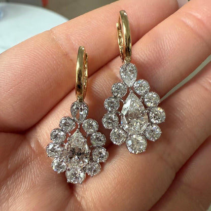 Pirmiana Custom Design 14K Yellow Gold Earrings for Women 1ct each Lab Grown Emerald and DEF CVD Diamond Jewelry