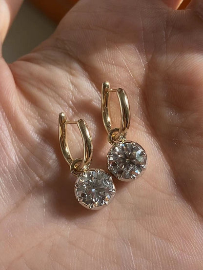 Ruif Customize 14k Yellow Gold about 1.5ct G VS1  CVD Lab Grown Diamond  Hoops Earrings For Women  Versatile  Engagement