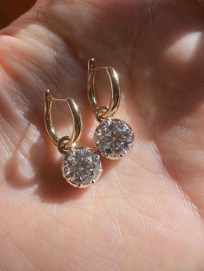 Ruif Customize 14k Yellow Gold about 1.5ct G VS1  CVD Lab Grown Diamond  Hoops Earrings For Women  Versatile  Engagement