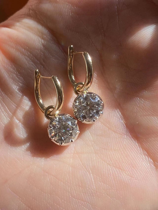 Ruif Customize 14k Yellow Gold about 1.5ct G VS1  CVD Lab Grown Diamond  Hoops Earrings For Women  Versatile  Engagement