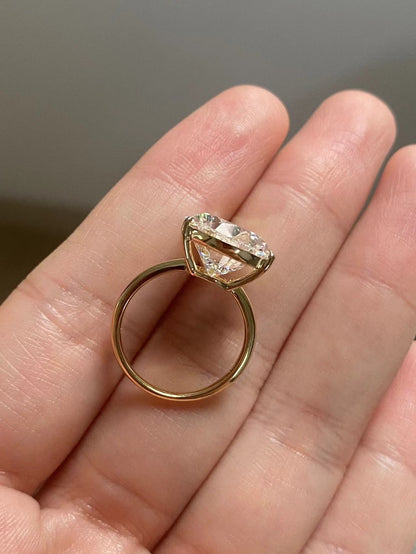 Ruif Cutomiezd 18k Yellow Gold 10ct Pear Cut Lab Grown Diamond for Women Wedding Proposal Ring
