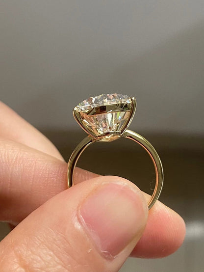 Ruif Cutomiezd 18k Yellow Gold 10ct Pear Cut Lab Grown Diamond for Women Wedding Proposal Ring