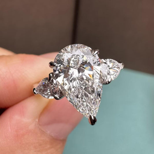 Pirmiana Jewelry Customized 18k White Gold 2ct Pear Shape Lab Grown Diamond Engagement Wedding Band Rings for Women Fine Jewelry