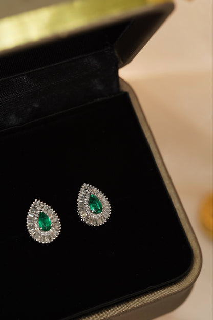 Pirmiana New Arrival 0.4ct Lab Grown Emerald and 0.42ct Lab Grown Diamond Earring Studs S925 Silver Jewelry Earrings for Women