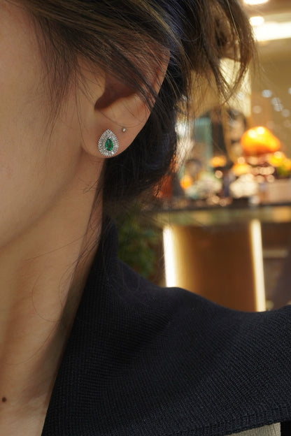 Pirmiana New Arrival 0.4ct Lab Grown Emerald and 0.42ct Lab Grown Diamond Earring Studs S925 Silver Jewelry Earrings for Women