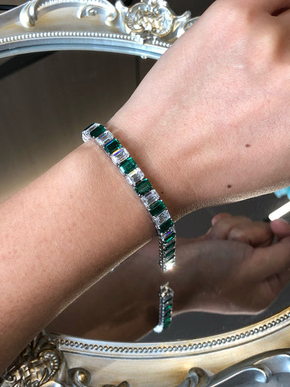 Pirmiana New Fashion Classic Lab Grown Diamonds and Lab Grown Emerald Tennis Chain Bracelets and Necklaces S925 Silver Jewelry Party & BirthdayGift