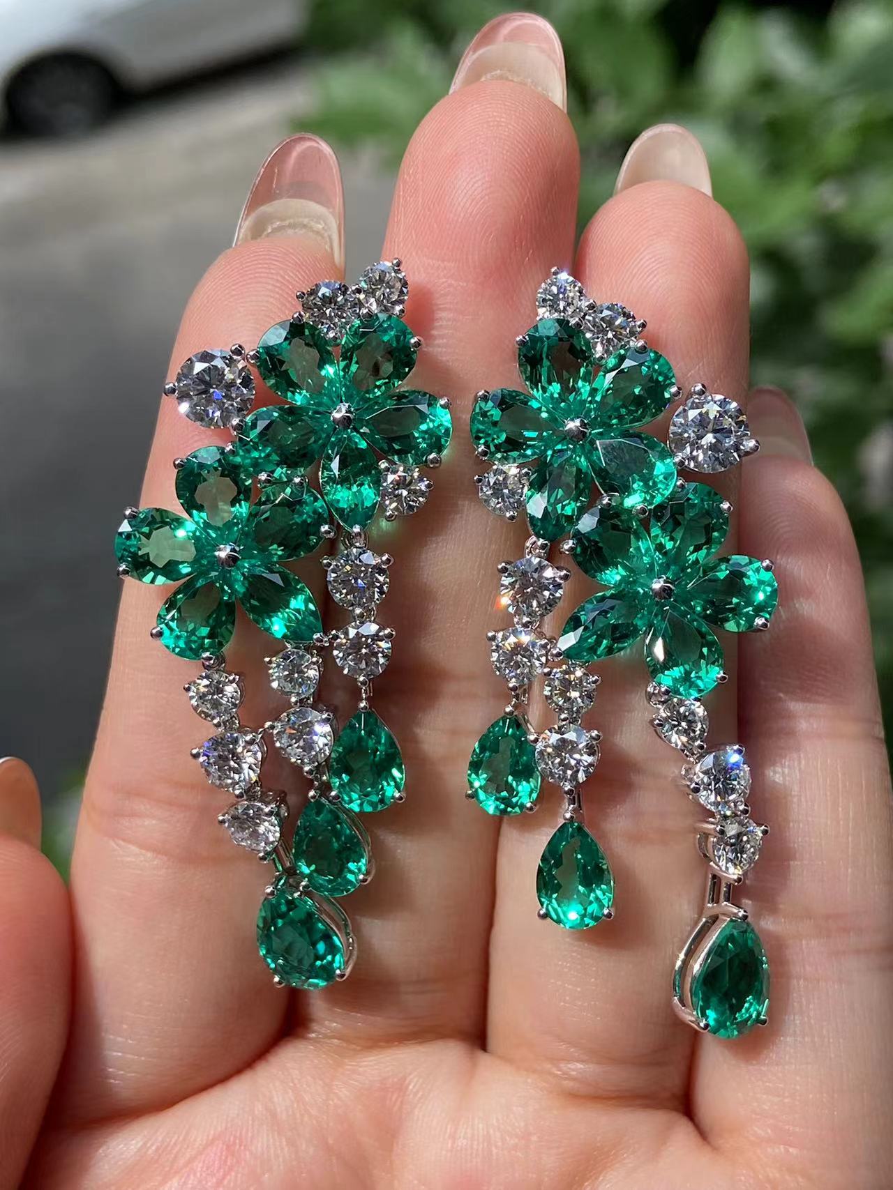 Pirmiana Hot Sale Classic Design 14K Gold Earrings  Lab Grown Emerald Lab Diamond Girlfriend Gift