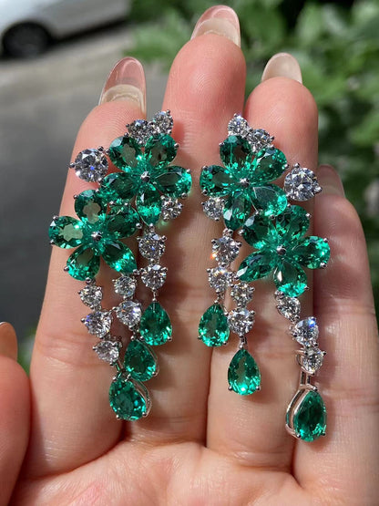 Pirmiana Hot Sale Classic Design 14K Gold Earrings  Lab Grown Emerald Lab Diamond Girlfriend Gift