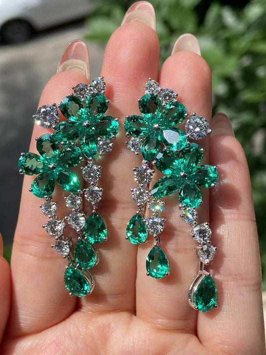 Pirmiana Hot Sale Classic Design 14K Gold Earrings  Lab Grown Emerald Lab Diamond Girlfriend Gift