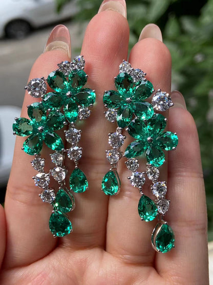 Pirmiana Hot Sale Classic Design 14K Gold Earrings  Lab Grown Emerald Lab Diamond Girlfriend Gift