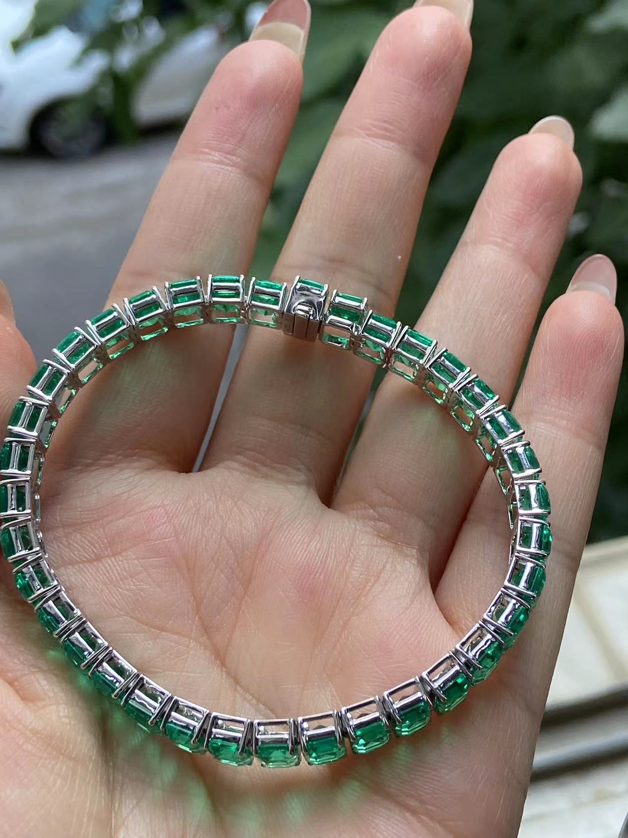 Pirmiana Hot Sale Classic Design 18k Gold Bracelet Each 0.7ct Lab Grown Emerald Girlfriend Gift