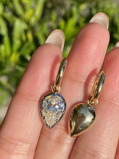 Pirmiana Hot Sale Classic Design Pear Shape Each 2ct Lab Grown Diamond Earrings 18k Yellow Gold Girlfriend Gift