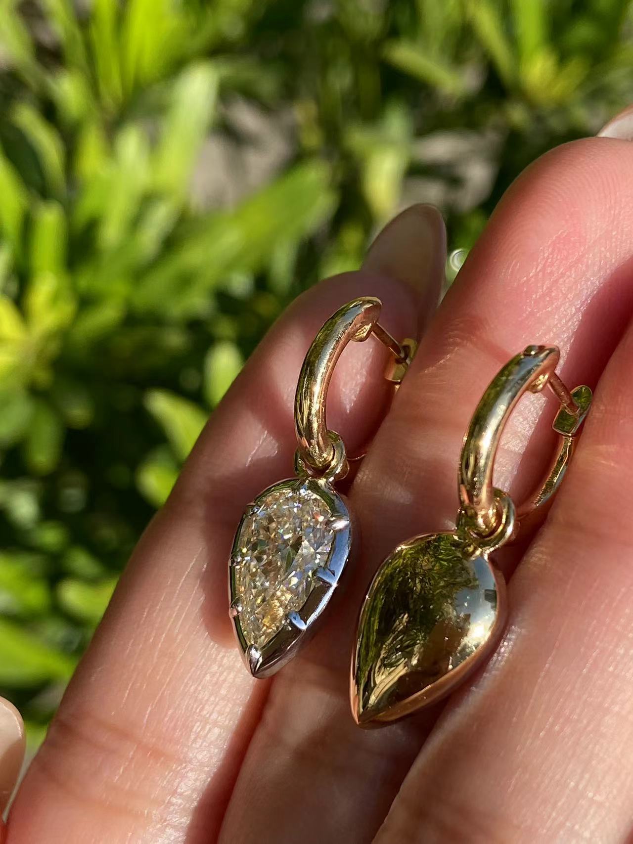 Pirmiana Hot Sale Classic Design Pear Shape Each 2ct Lab Grown Diamond Earrings 18k Yellow Gold Girlfriend Gift