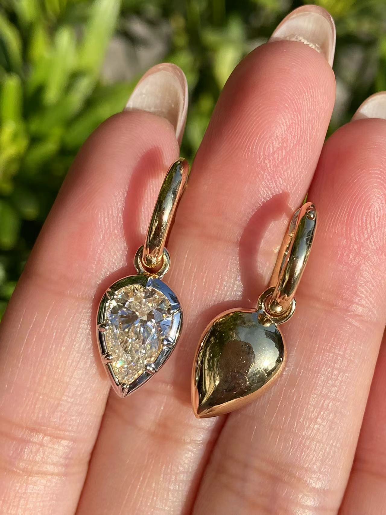 Pirmiana Hot Sale Classic Design Pear Shape Each 2ct Lab Grown Diamond Earrings 18k Yellow Gold Girlfriend Gift