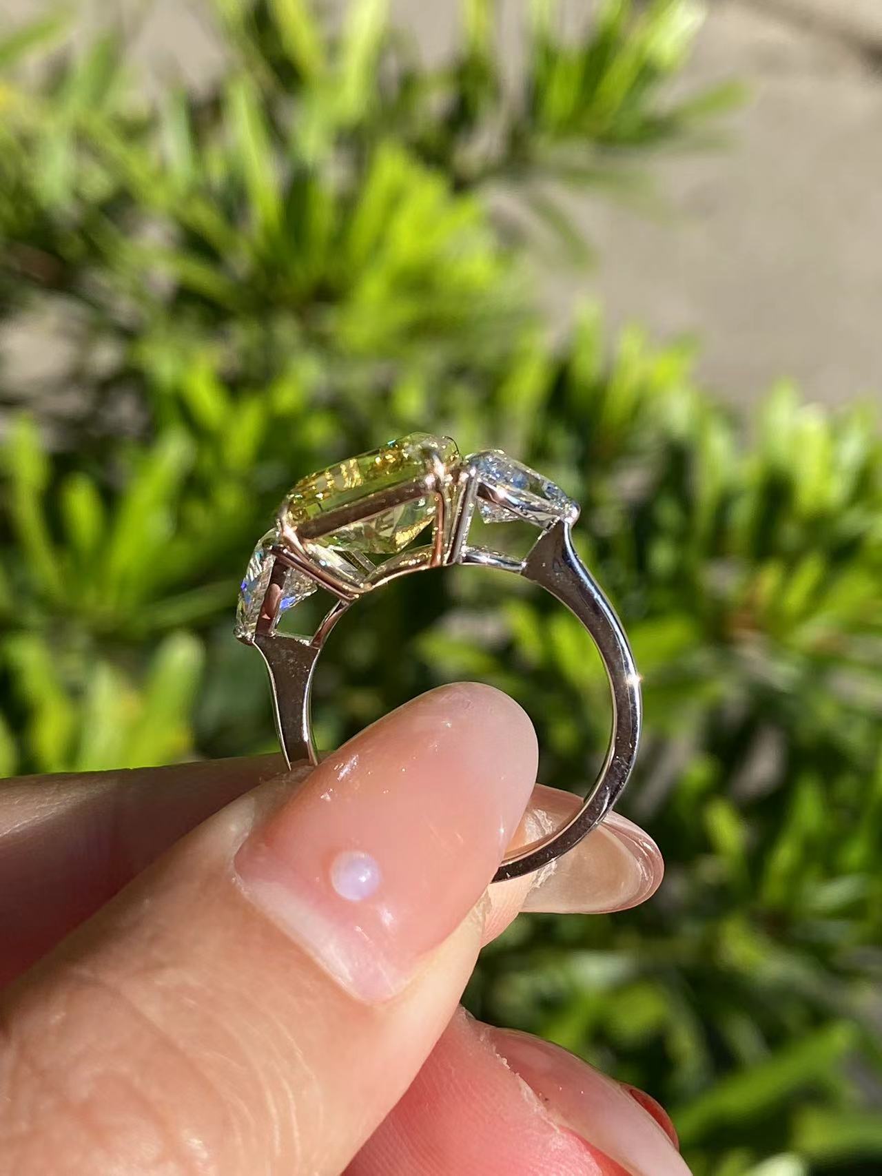 Pirmiana Hot Sale Classic Design 7ct Radiant Shape Rings Lab Grown Yellow Diamond 14K Gold Girlfriend Gift