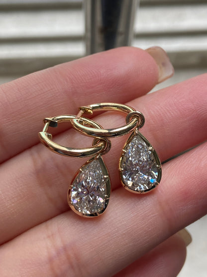 Pirmiana 2026 Jewelry Customized Pear Shape 14k Yellow Gold Each 2ct Lab Grown Diamond Earrings for Women Party Gift