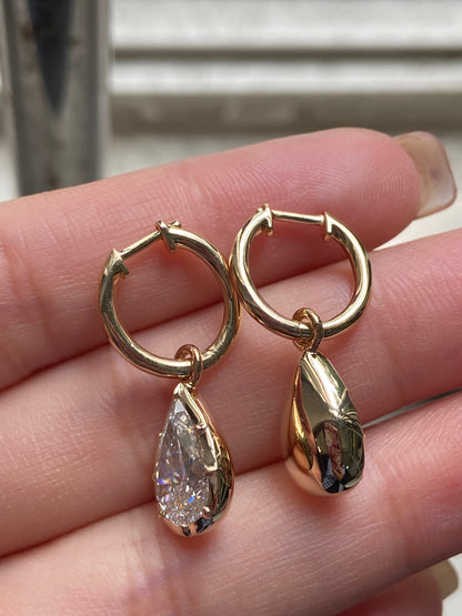 Pirmiana 2026 Jewelry Customized Pear Shape 14k Yellow Gold Each 2ct Lab Grown Diamond Earrings for Women Party Gift