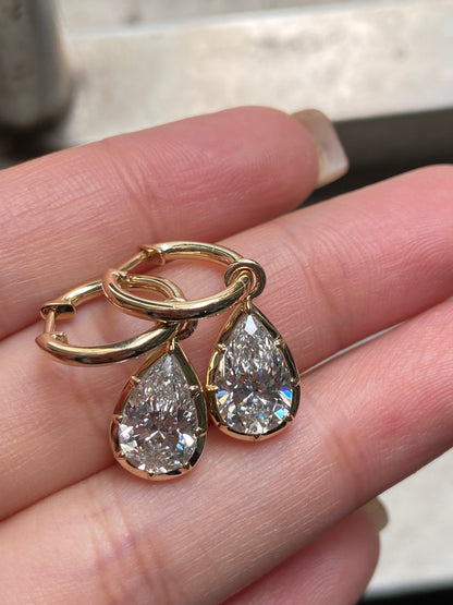 Pirmiana 2026 Jewelry Customized Pear Shape 14k Yellow Gold Each 2ct Lab Grown Diamond Earrings for Women Party Gift