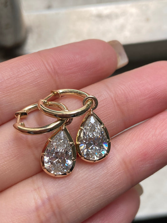 Pirmiana 2026 Jewelry Customized Pear Shape 14k Yellow Gold Each 2ct Lab Grown Diamond Earrings for Women Party Gift