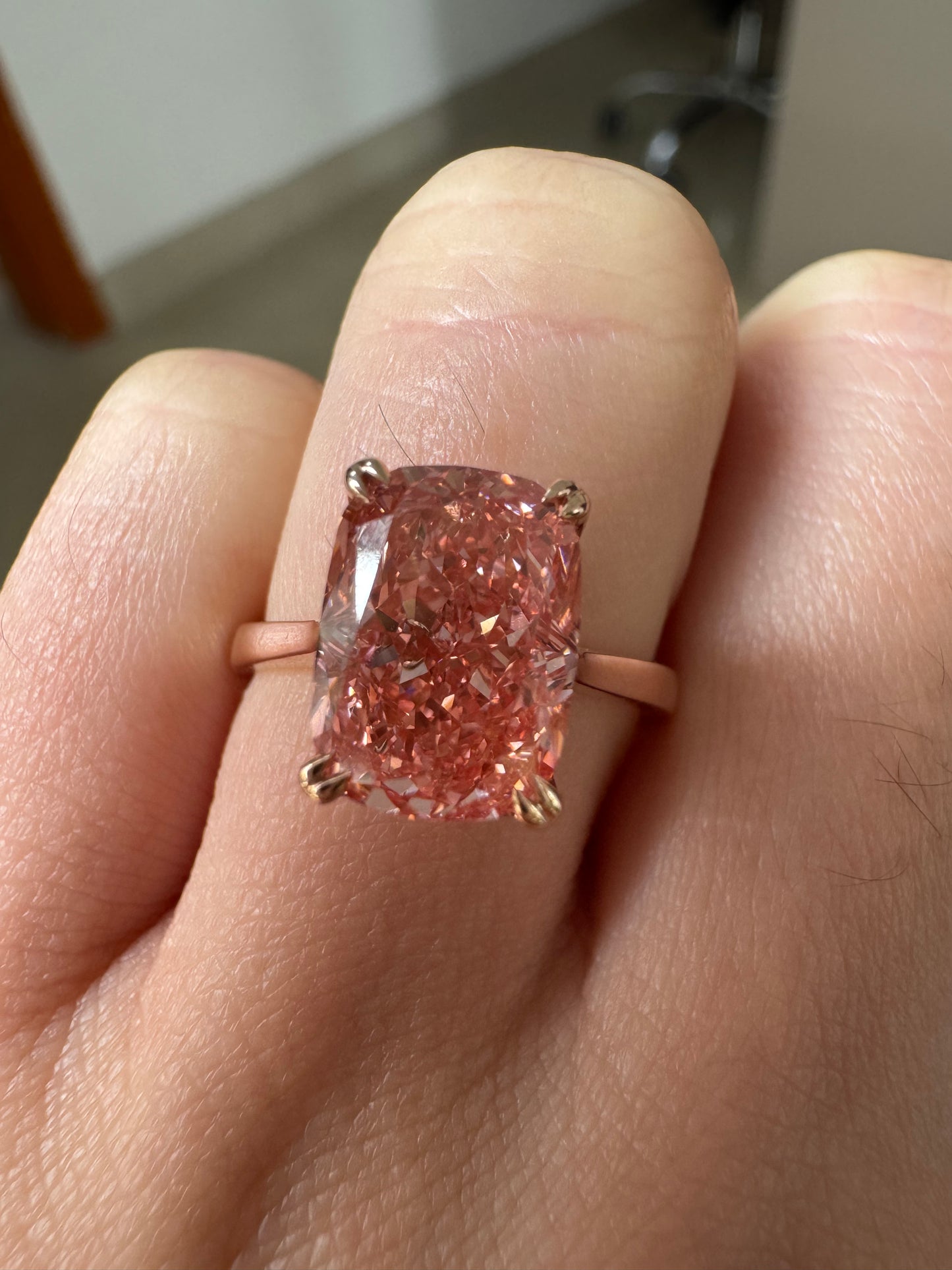 Pirmiana Jewelry Custom Design Ruif Jewelry Classic Design 14k rose gold Lab Grown Pink Diamond Ring Jewelry