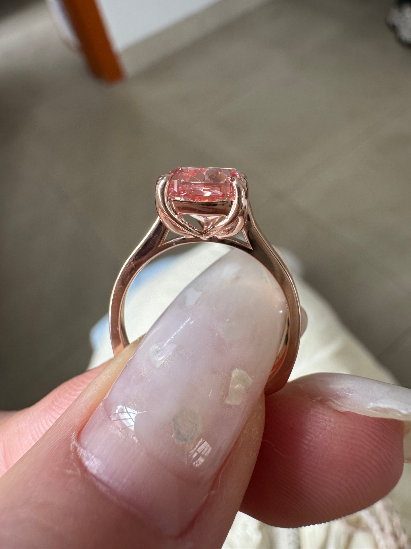 Pirmiana Jewelry Custom Design Ruif Jewelry Classic Design 14k rose gold Lab Grown Pink Diamond Ring Jewelry