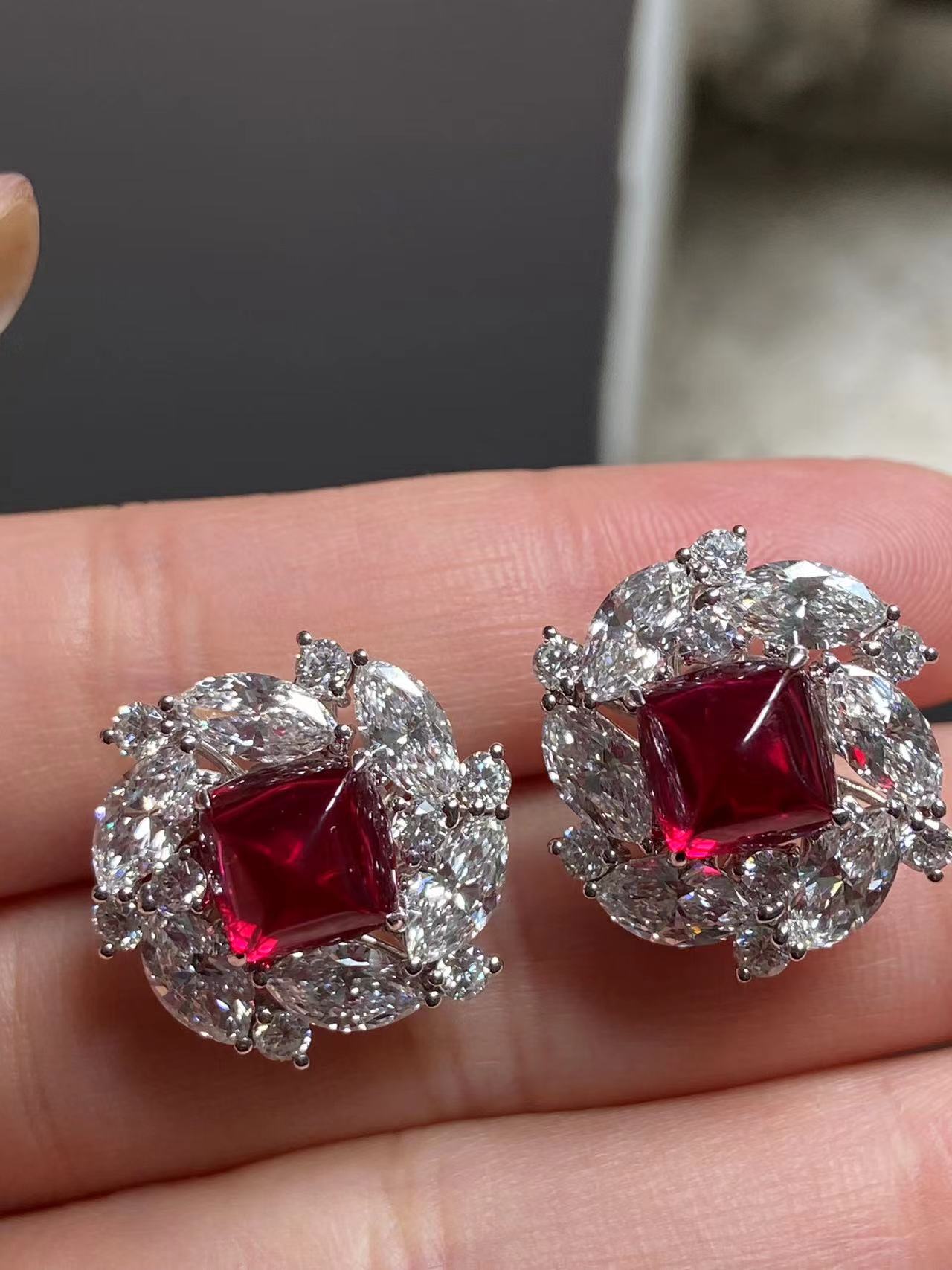 Pirmiana 2026 Jewelry Customized 18k White Gold Lab Grown Ruby Earrings for Women Party Gift