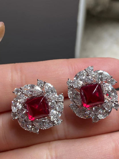 Pirmiana 2026 Jewelry Customized 18k White Gold Lab Grown Ruby Earrings for Women Party Gift