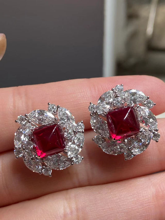 Pirmiana 2026 Jewelry Customized 18k White Gold Lab Grown Ruby Earrings for Women Party Gift