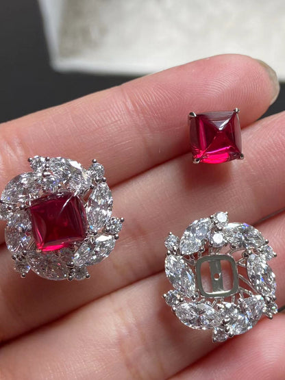 Pirmiana 2026 Jewelry Customized 18k White Gold Lab Grown Ruby Earrings for Women Party Gift