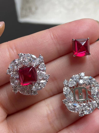 Pirmiana 2026 Jewelry Customized 18k White Gold Lab Grown Ruby Earrings for Women Party Gift